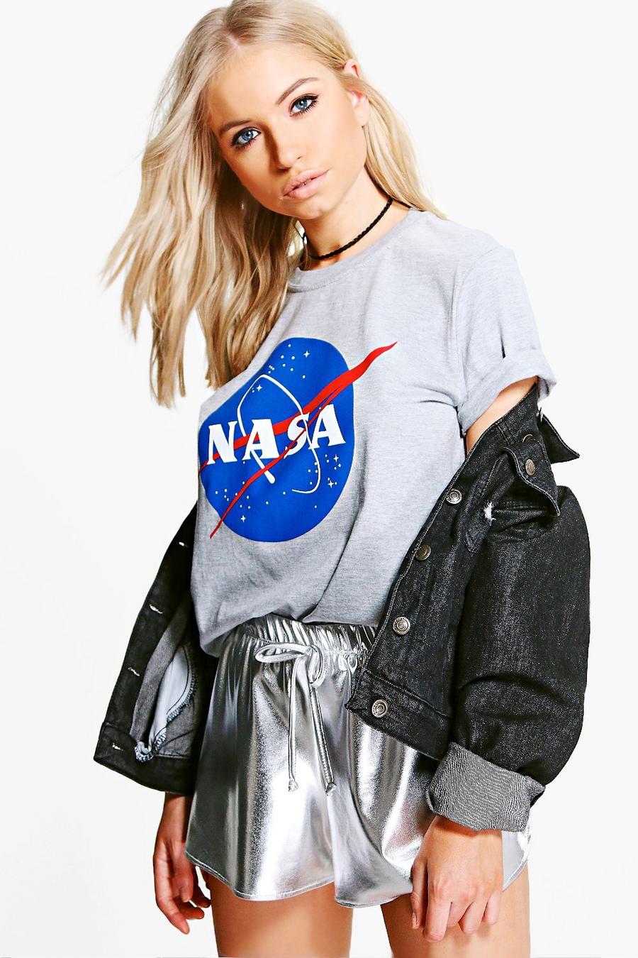 Grey marl NASA T-shirt med tryck image number 1