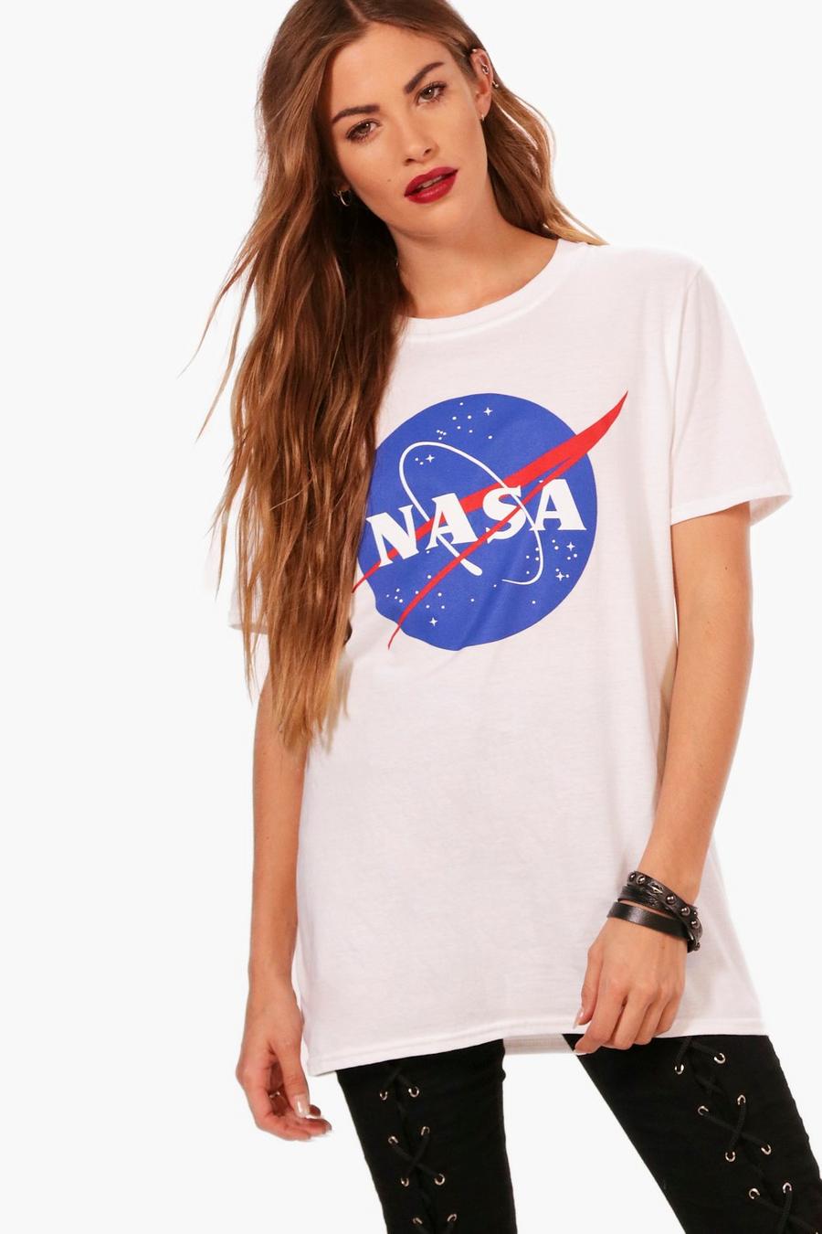 White NASA T-shirt med tryck image number 1