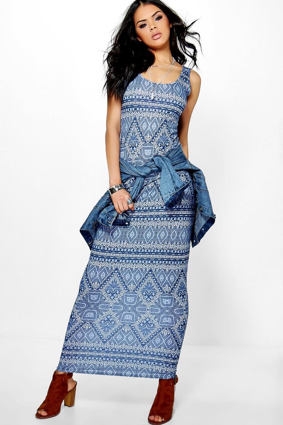Blue bleu Tammy Sleeveless Printed Maxi Dress image number 1