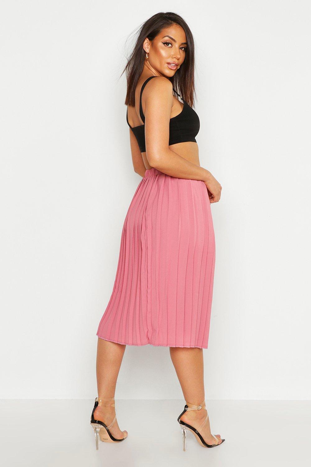 crepe pleated midi skirt