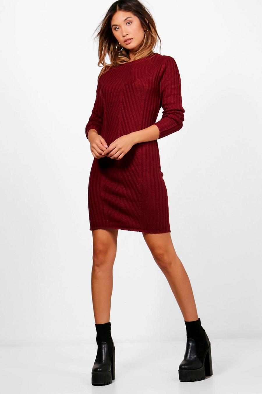 Berry rouge Rib Knit Jumper Dress image number 1