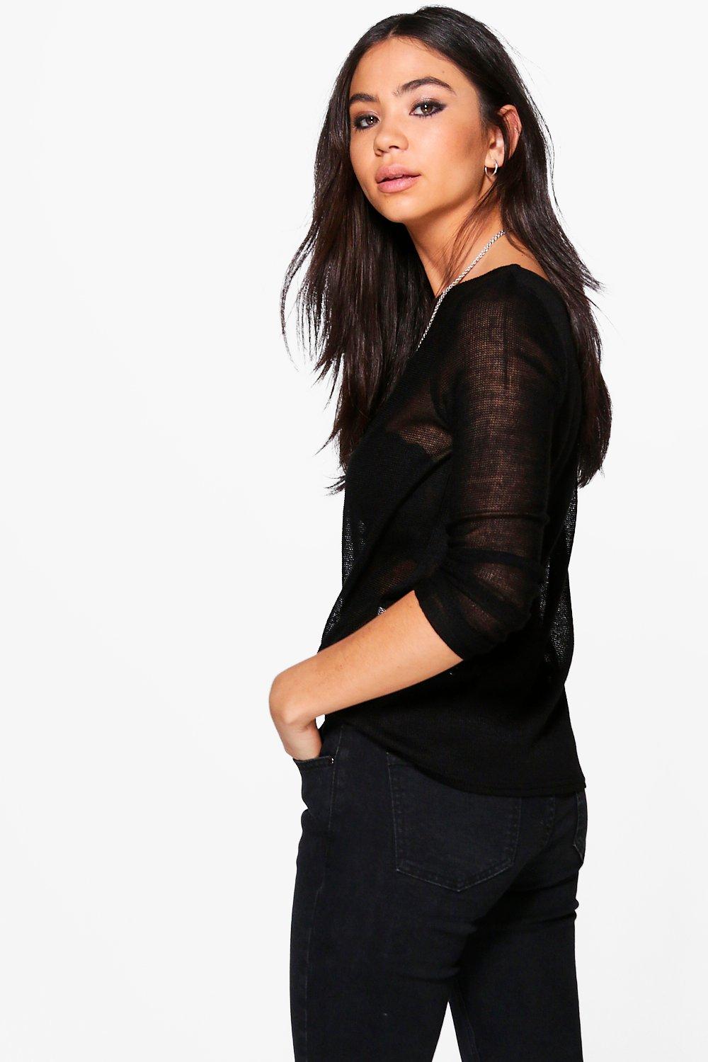 Black Sheer Knit Top, Knitwear