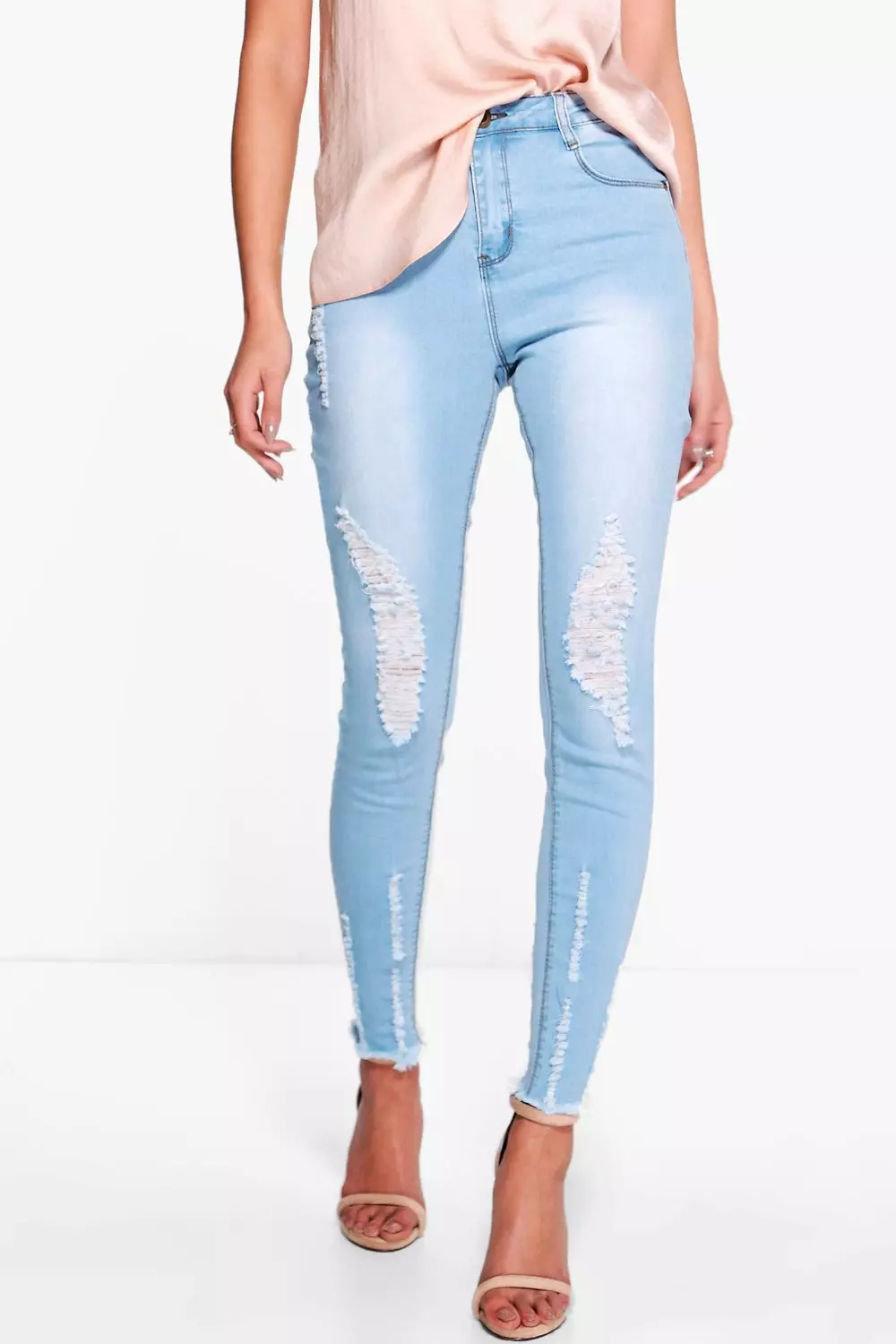 Destroyed hem skinny on sale jeans