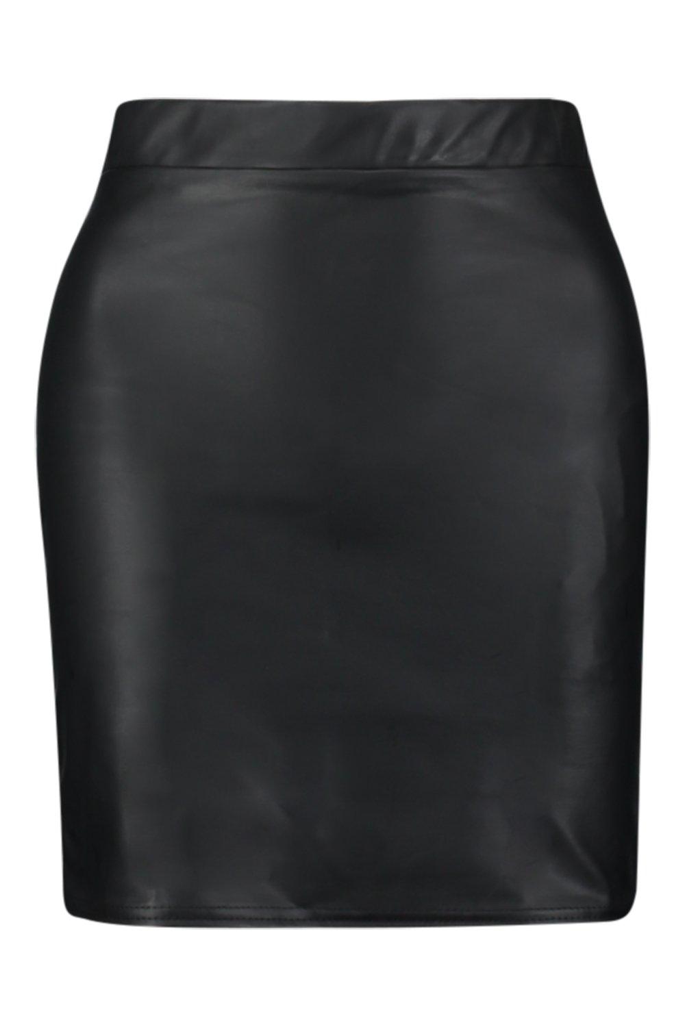 Black leather pencil skirt boohoo best sale