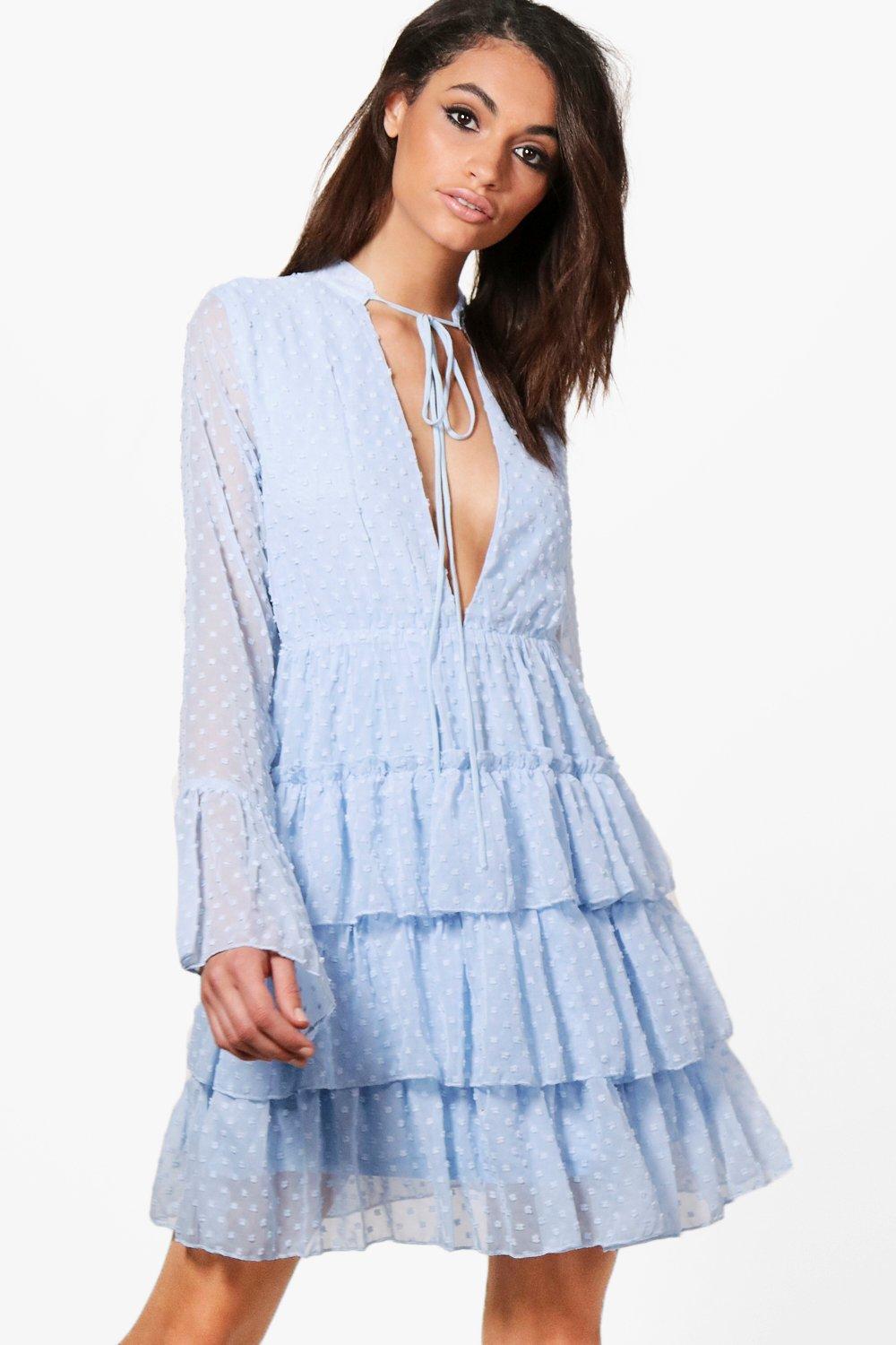 boohoo tiered dress