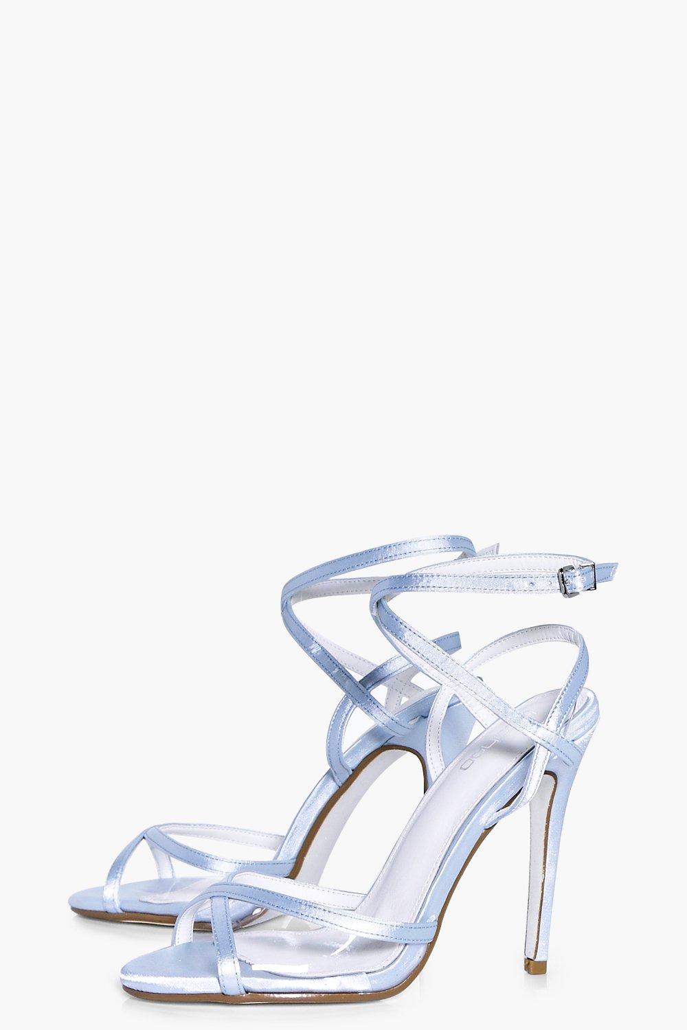 silver glitter sole clear heels