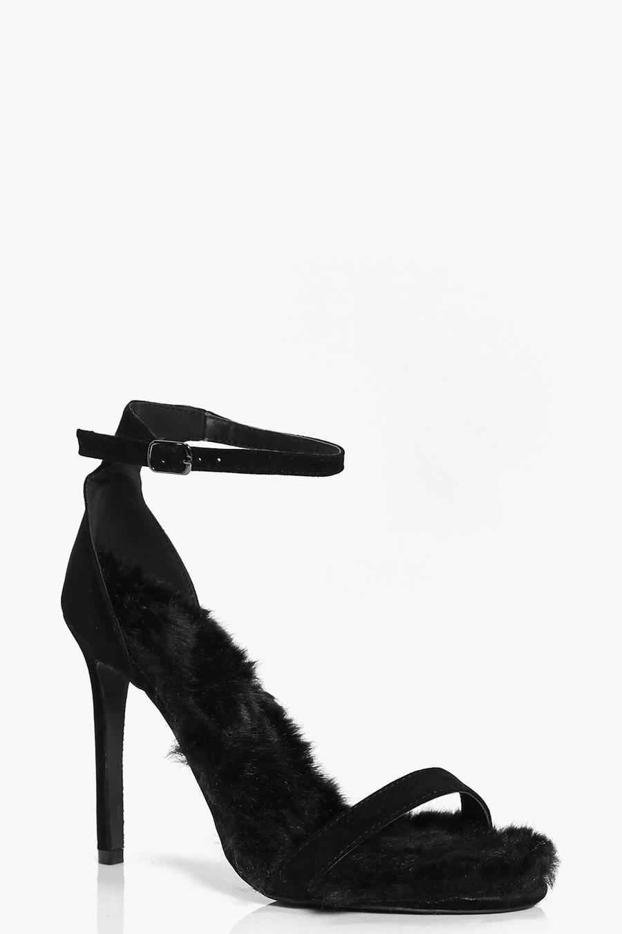 Black Darcy Faux Fur Lined Two Part Heels image number 1