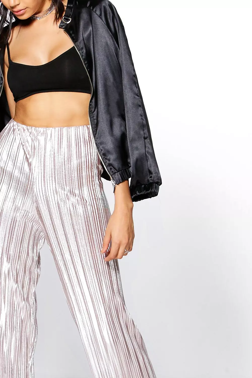 Gold Lua Metallic Pleated Wide Leg Trousers alternative image