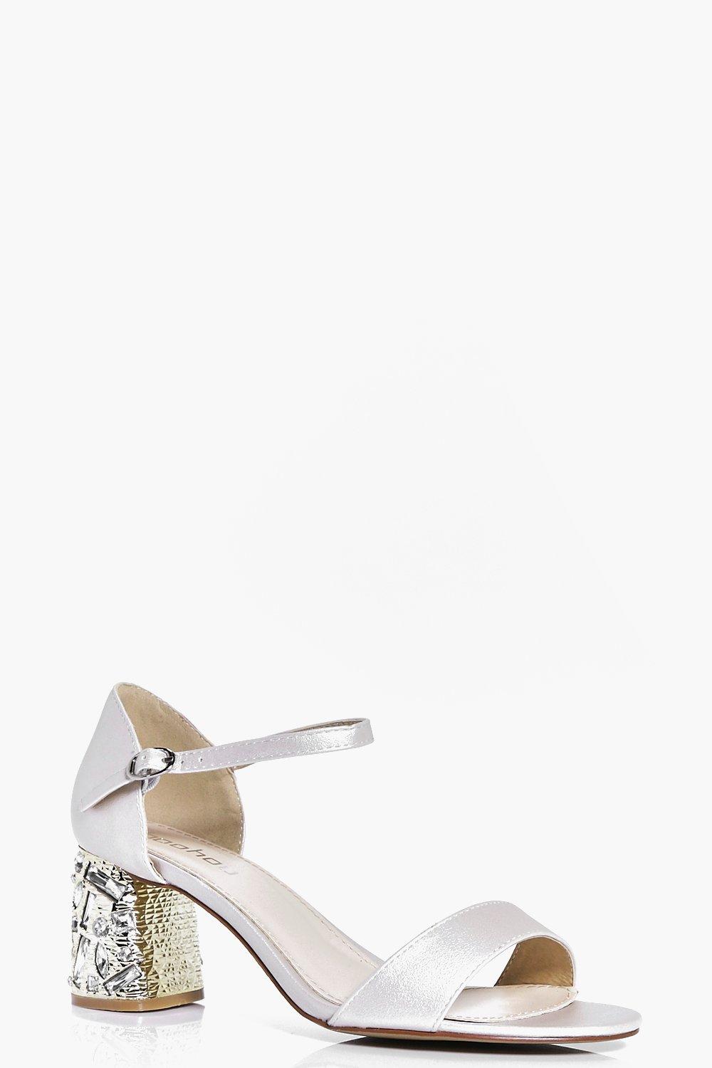 bridal low block heel sandals