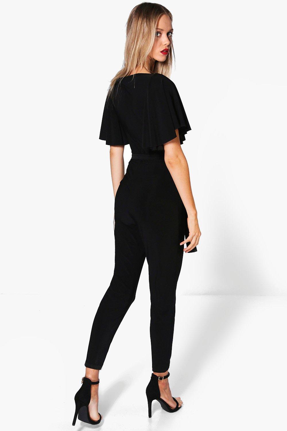 Jackie Batwing Belted Skinny Leg Jumpsuit