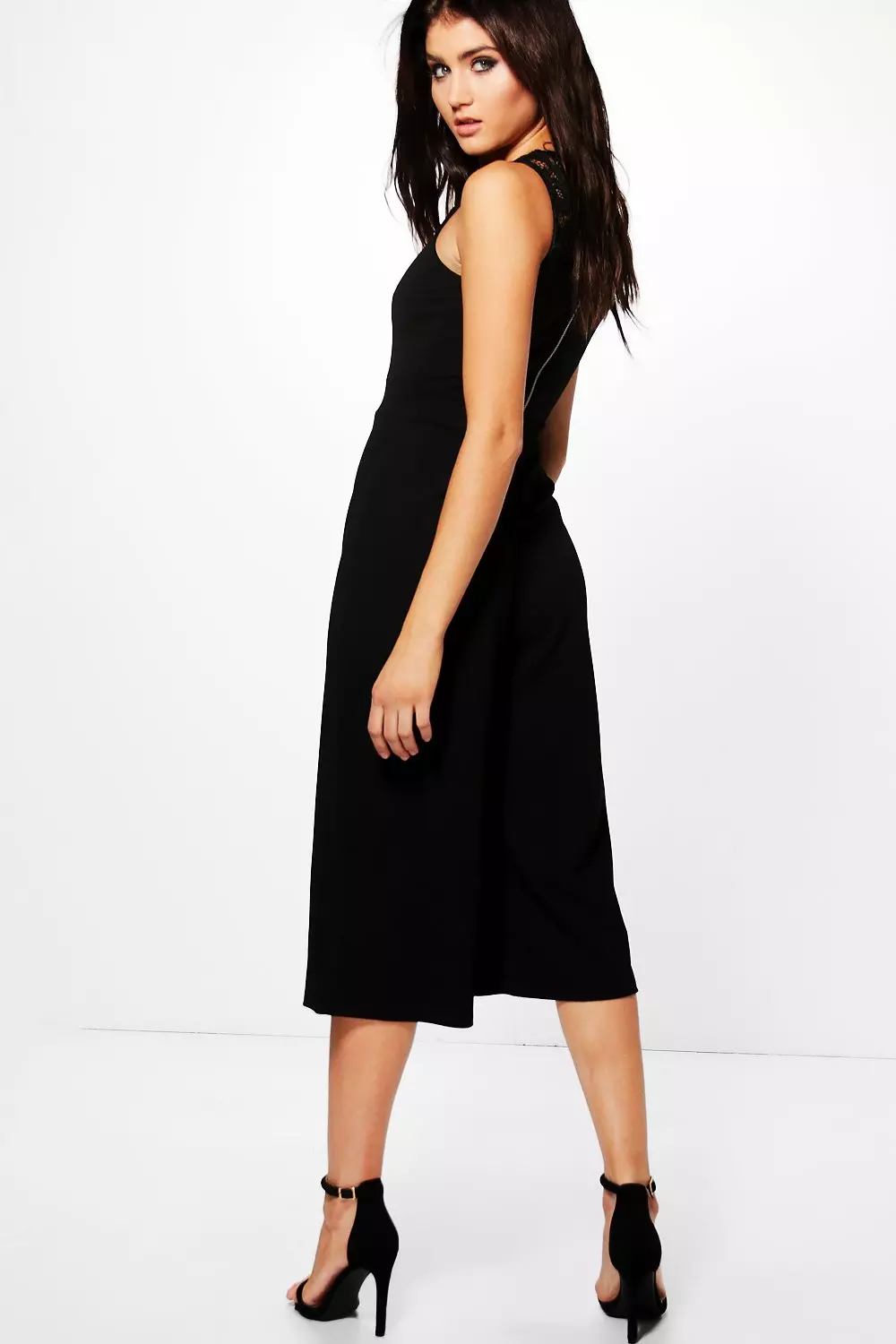 Black lace culotte jumpsuit clearance
