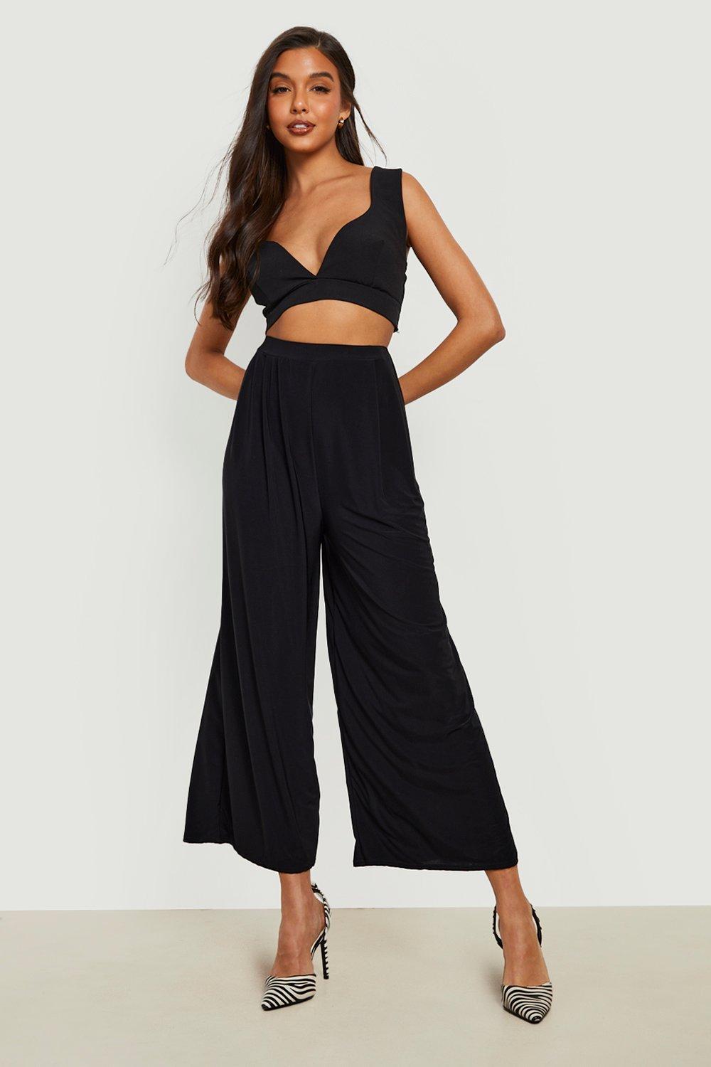 Black Slinky Palazzo Pants, Knitwear