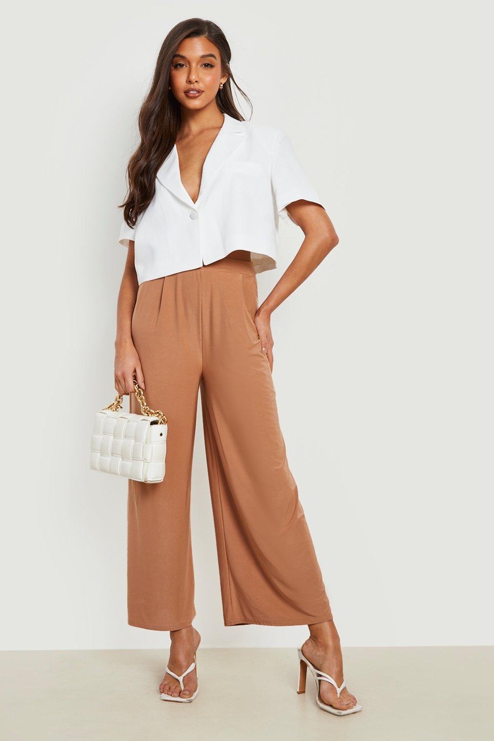 Slinky Knit Pleated Wide Leg Pant - Copper