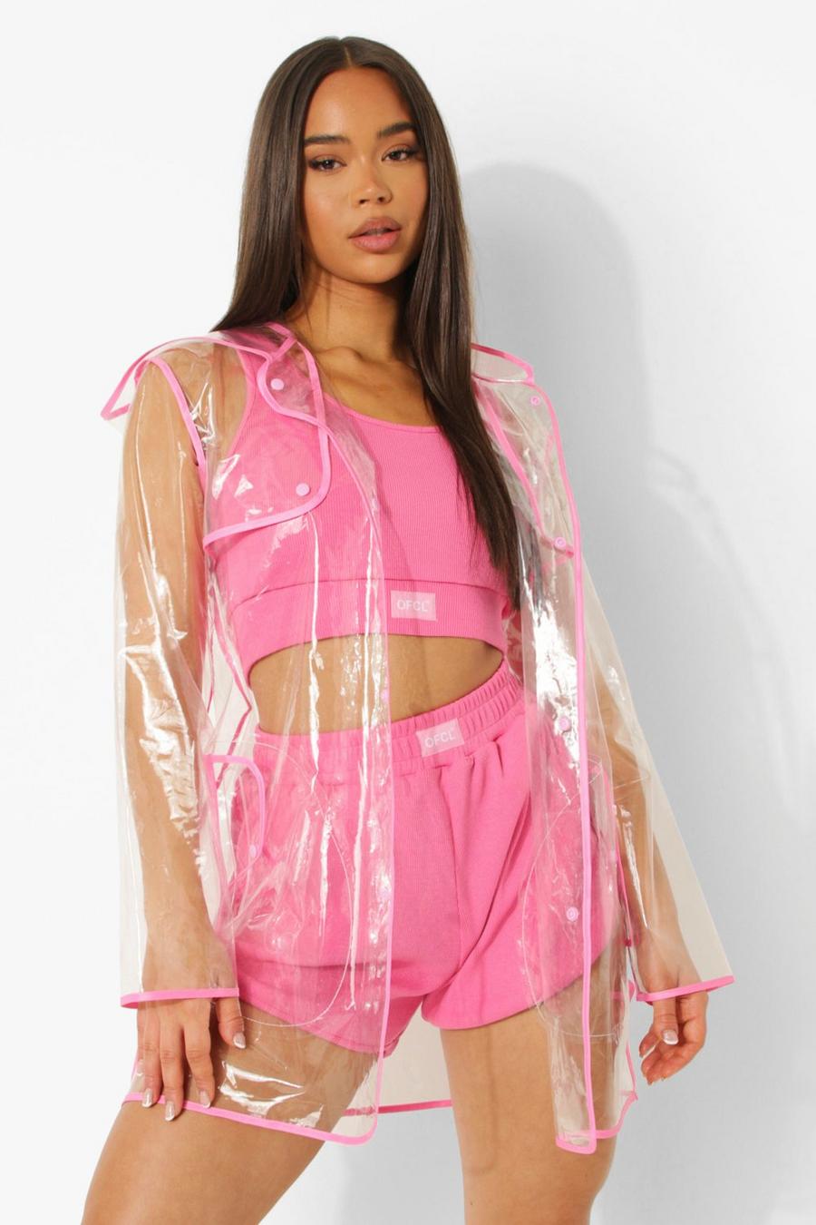 Pale pink Transparent Rain Mac With Bound Seams image number 1