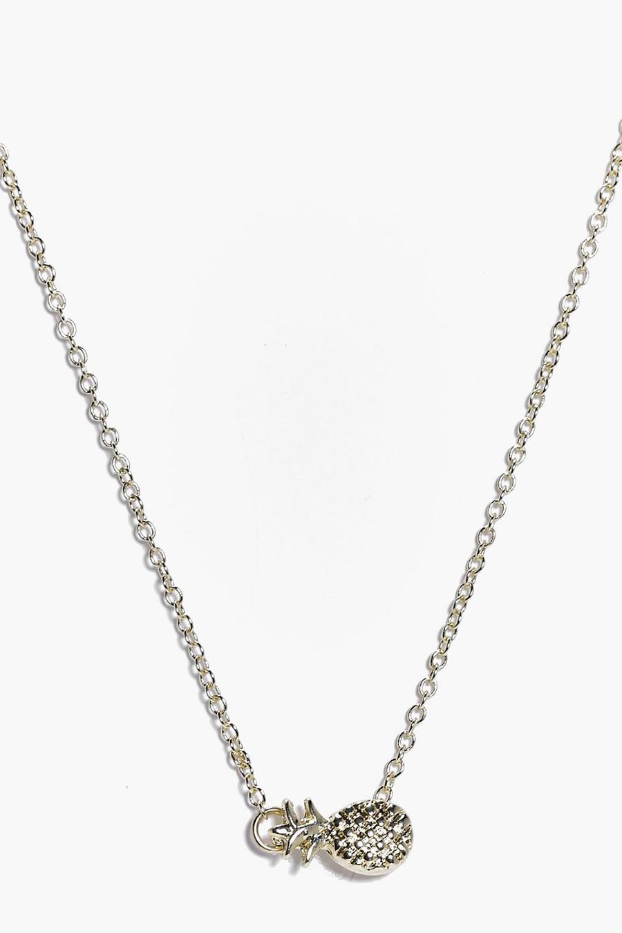 Gold metallic Elsa Pineapple Charm Necklace image number 1