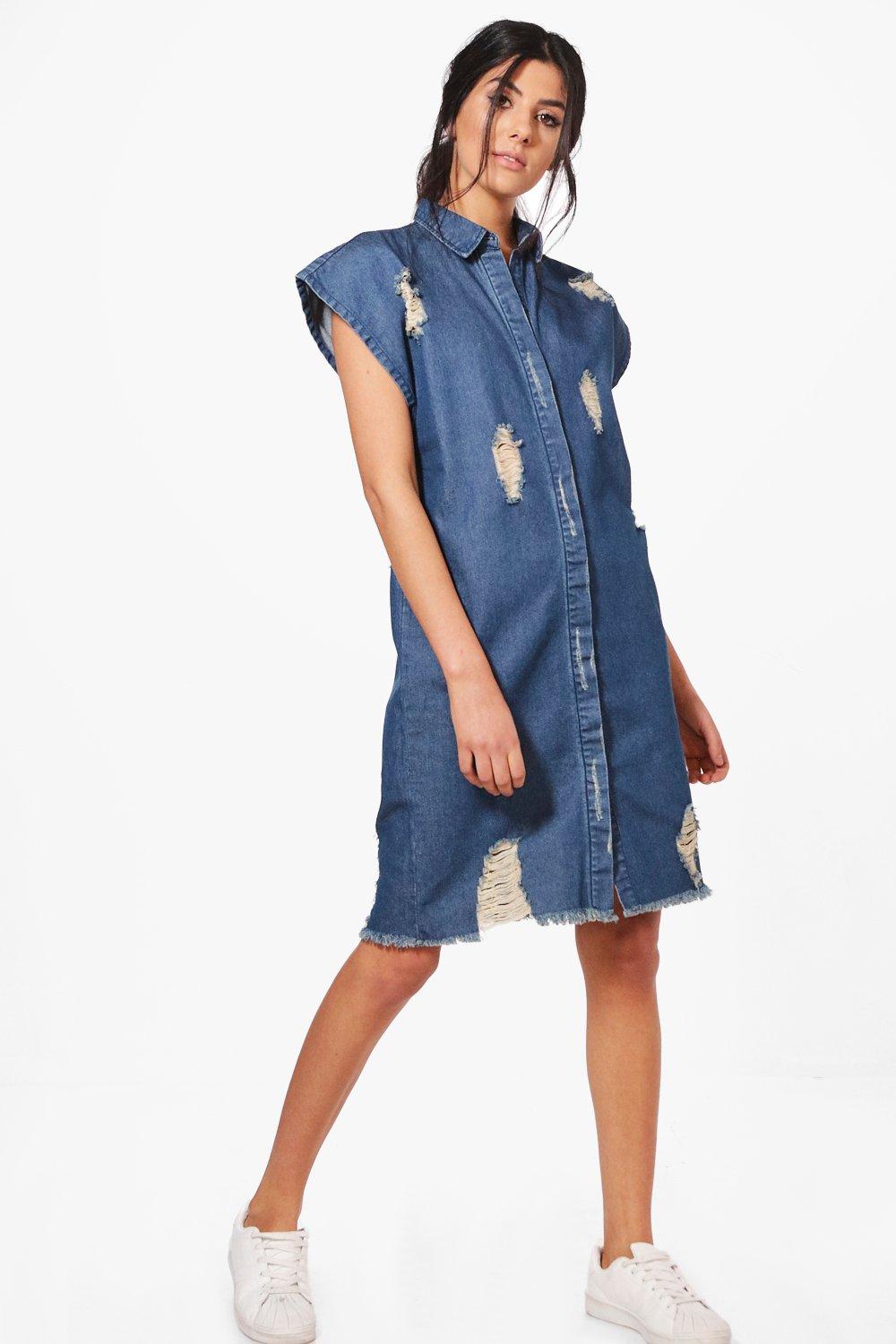 boohoo denim shirt dress