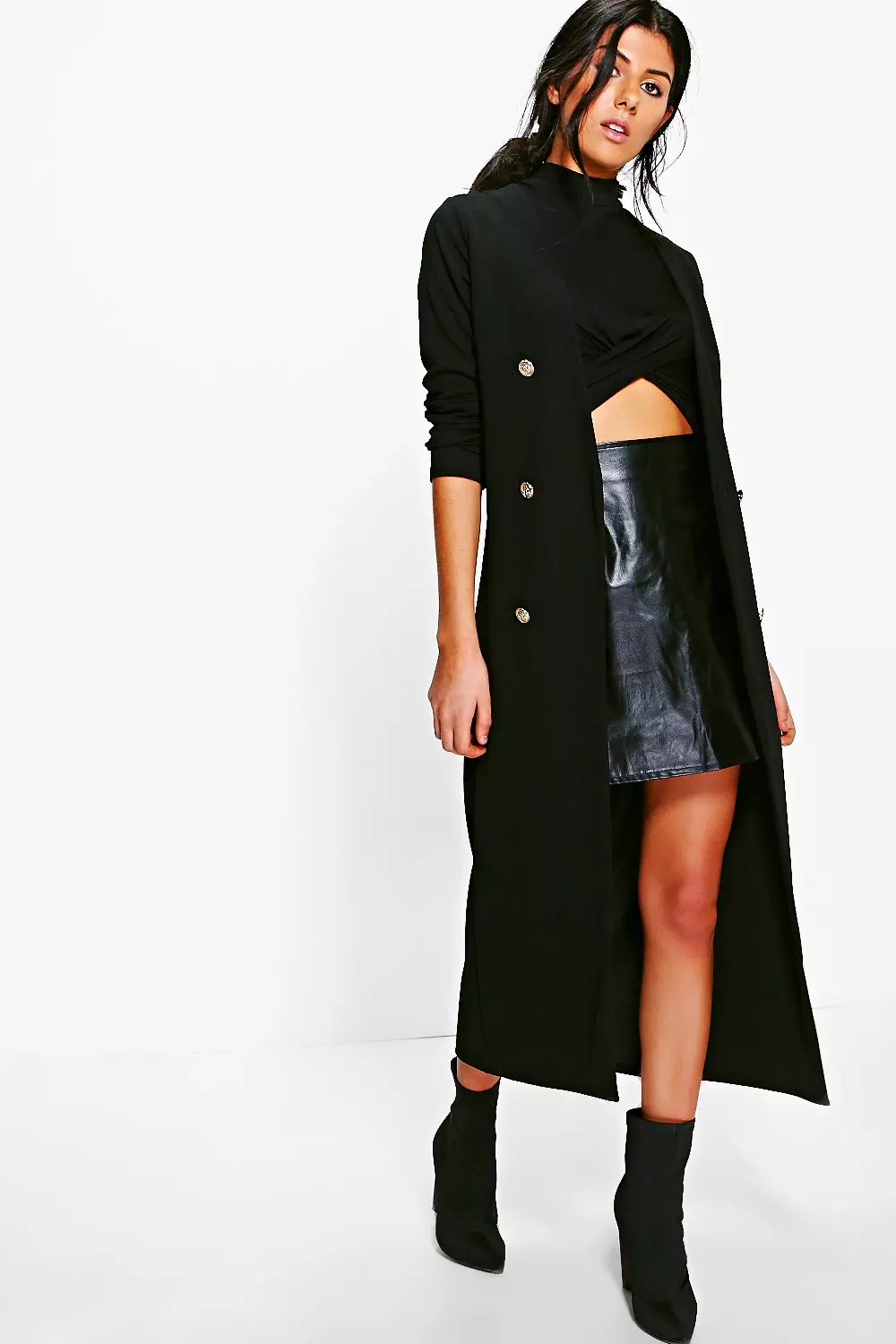 Black longline cheap duster jacket