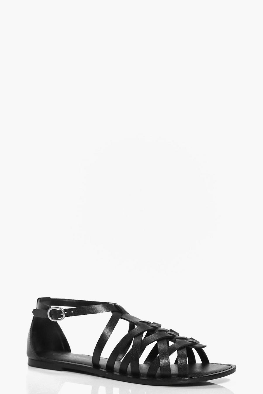 Leather Woven Gladiator Flat Sandals image number 1