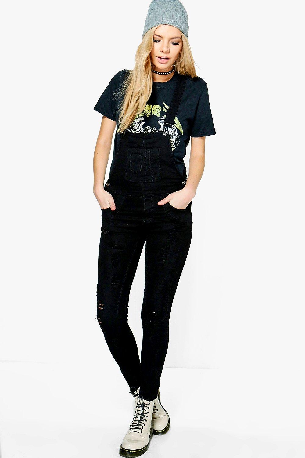 Black ripped shop dungarees