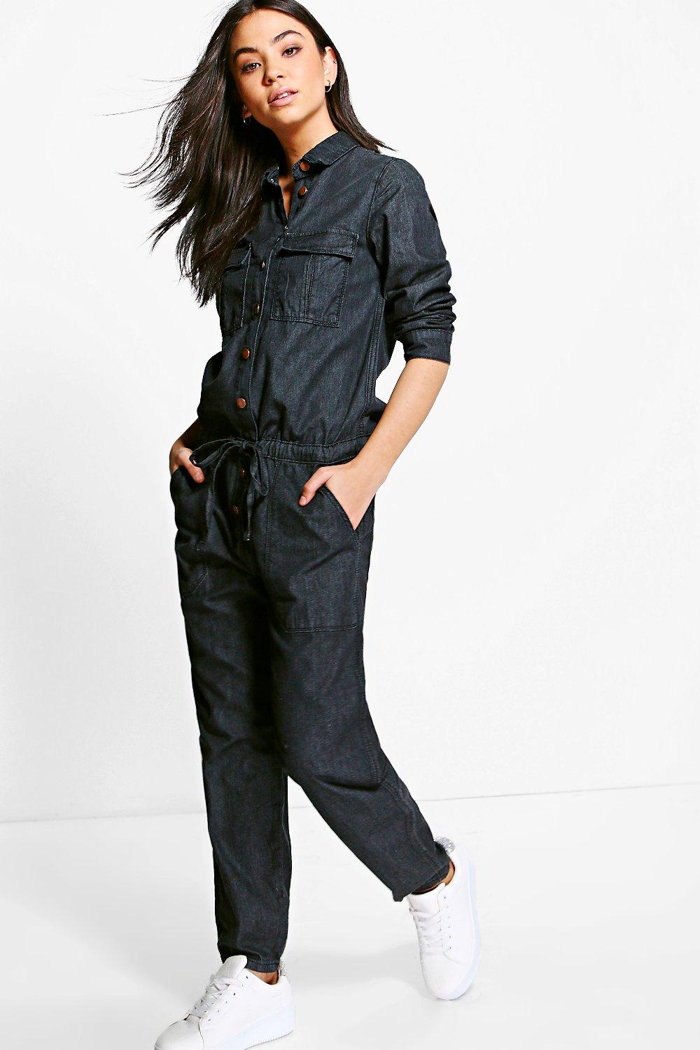 boiler suit tied around waist