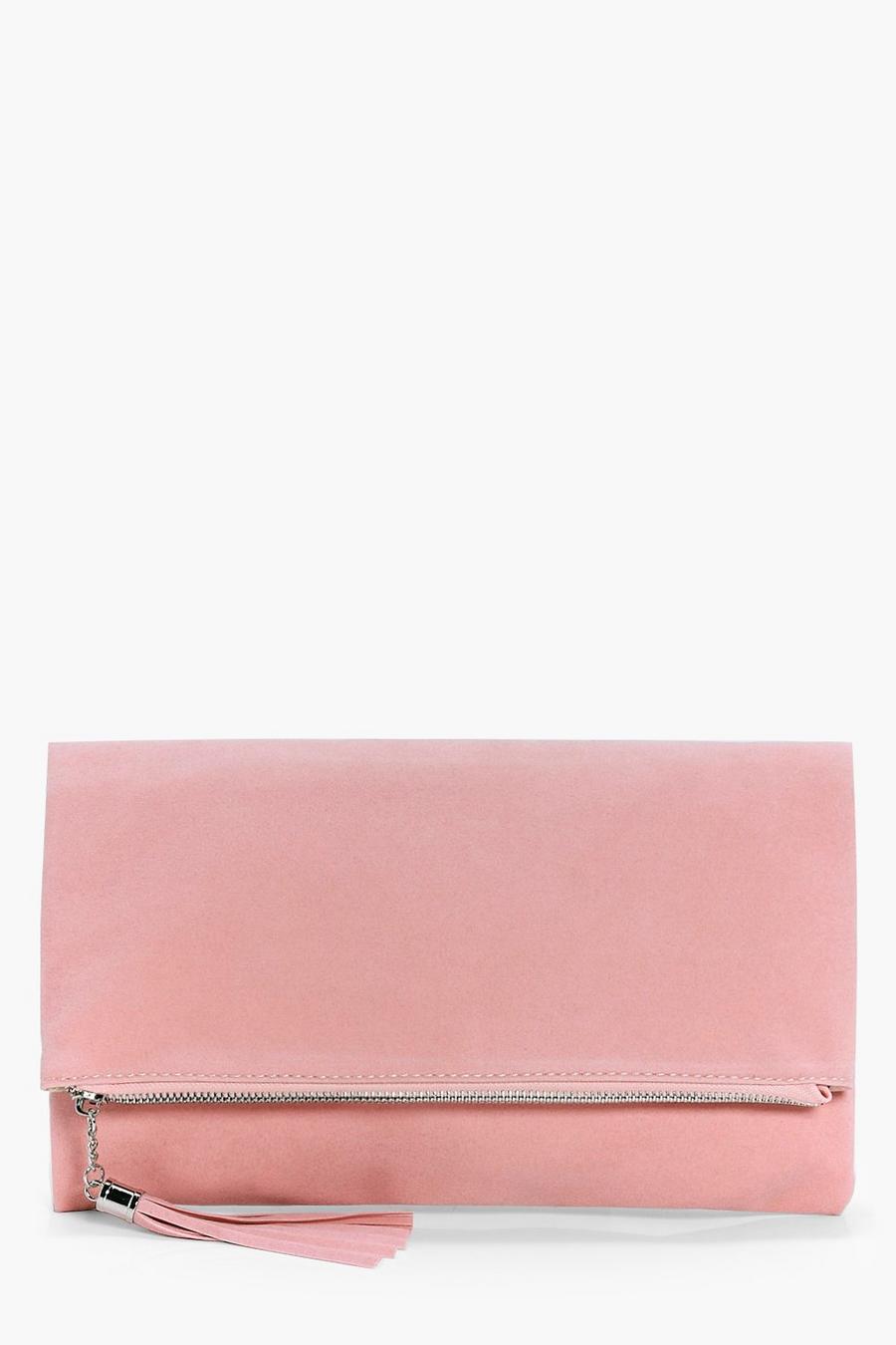 Pink Sofia Suedette Fold Over Clutch Bag image number 1