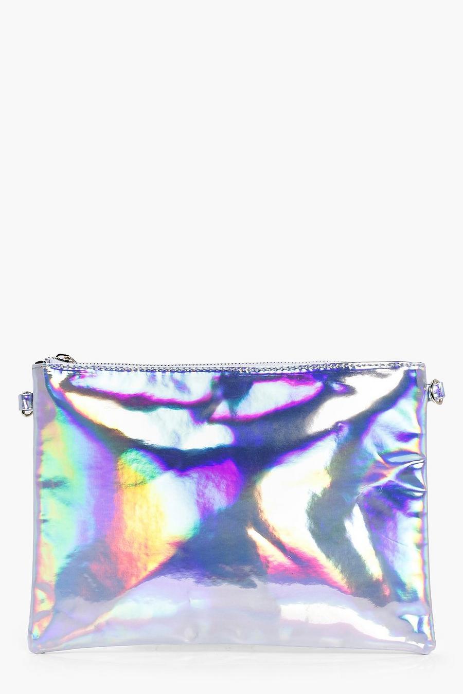 Silver Molly Holographic Zip Top Clutch Bag image number 1