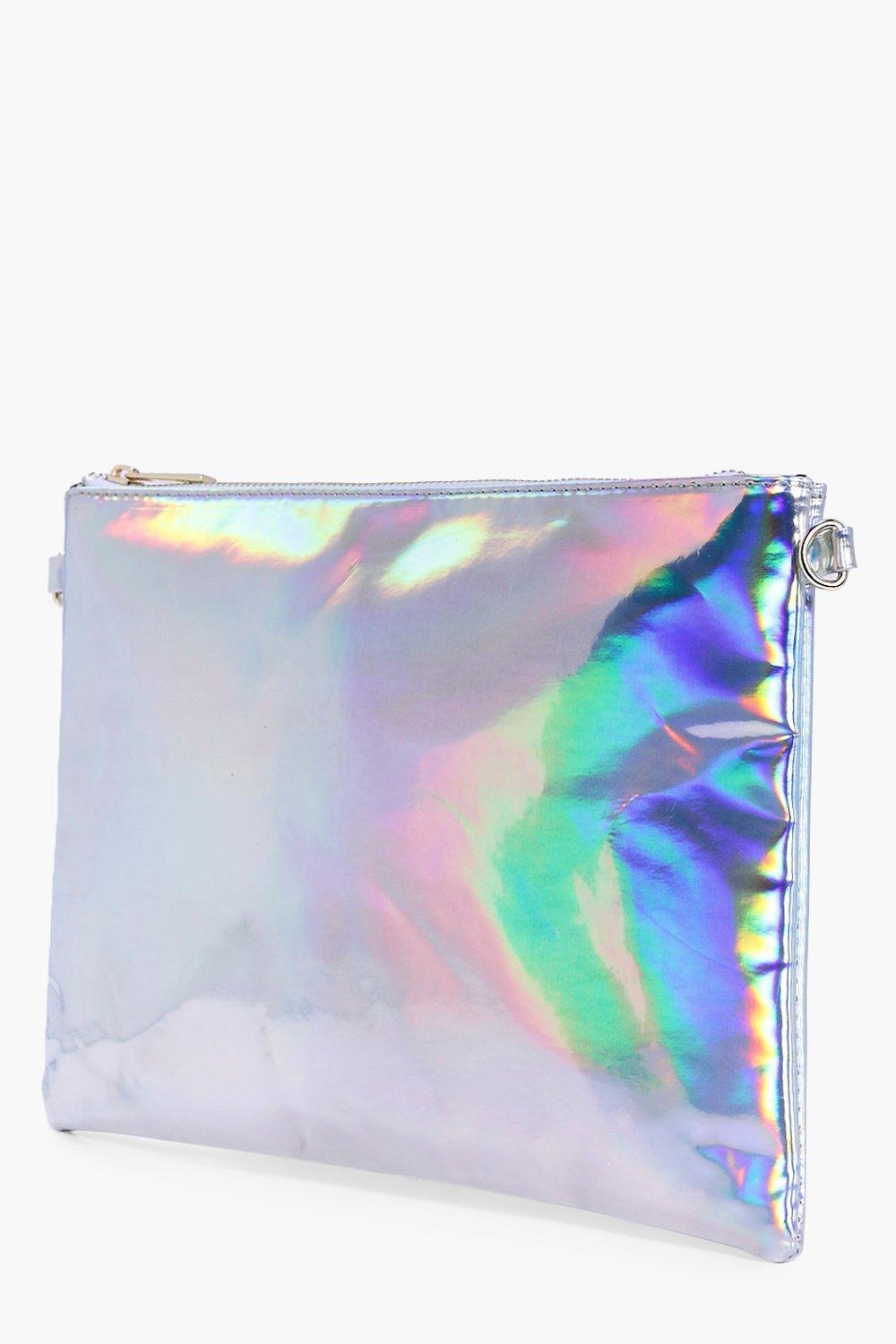 Molly Holographic Zip Top Clutch Bag