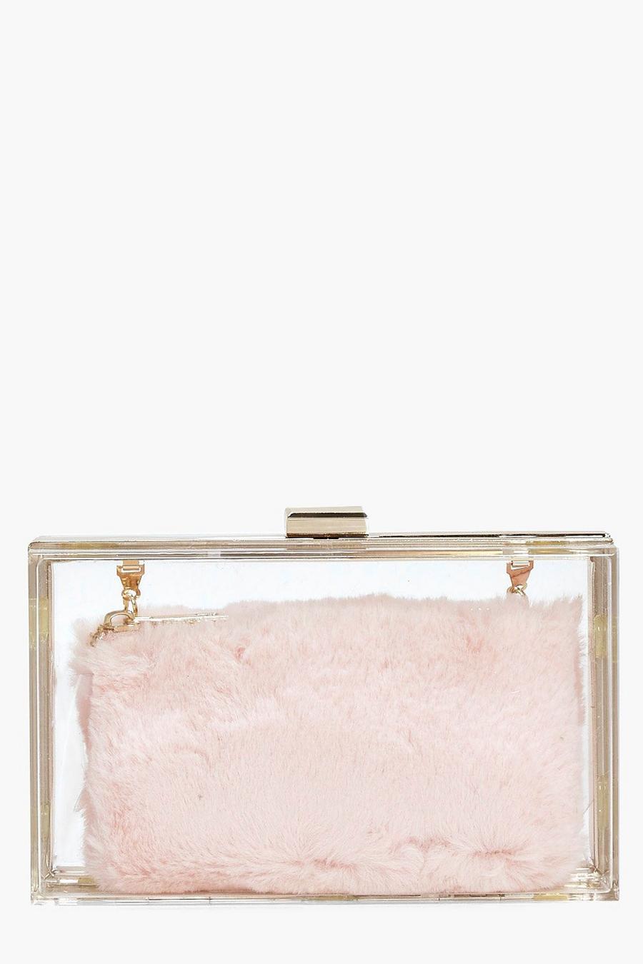 Anya Clear Faux Fur Purse Clutch Bag image number 1