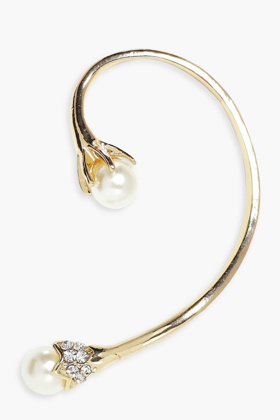 Gold Erin Pearl Tip Wrap Around Bridal Ear Cuff image number 1