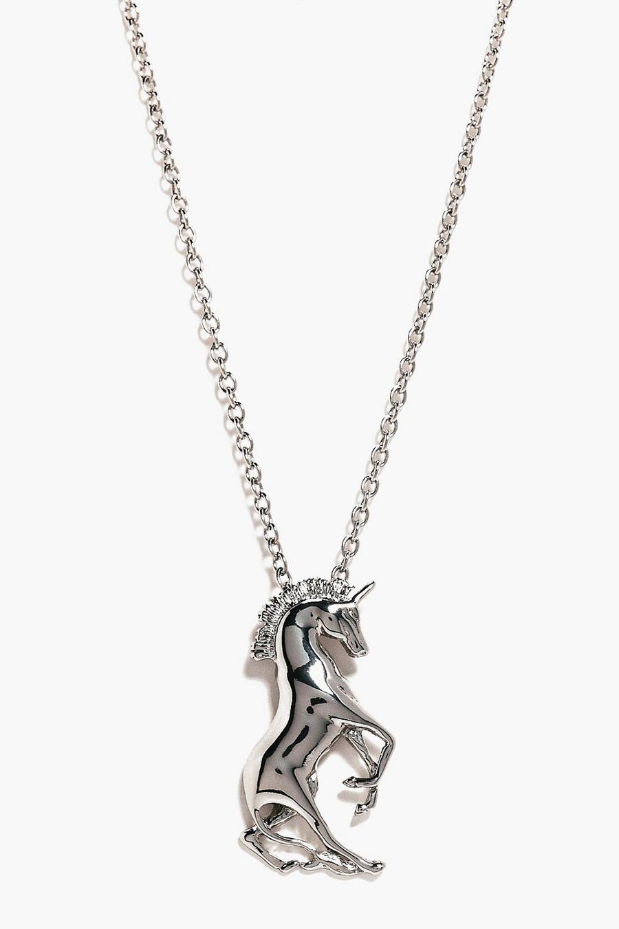 collar con colgante de amuleto de unicornio freya, Plateado silver image number 1