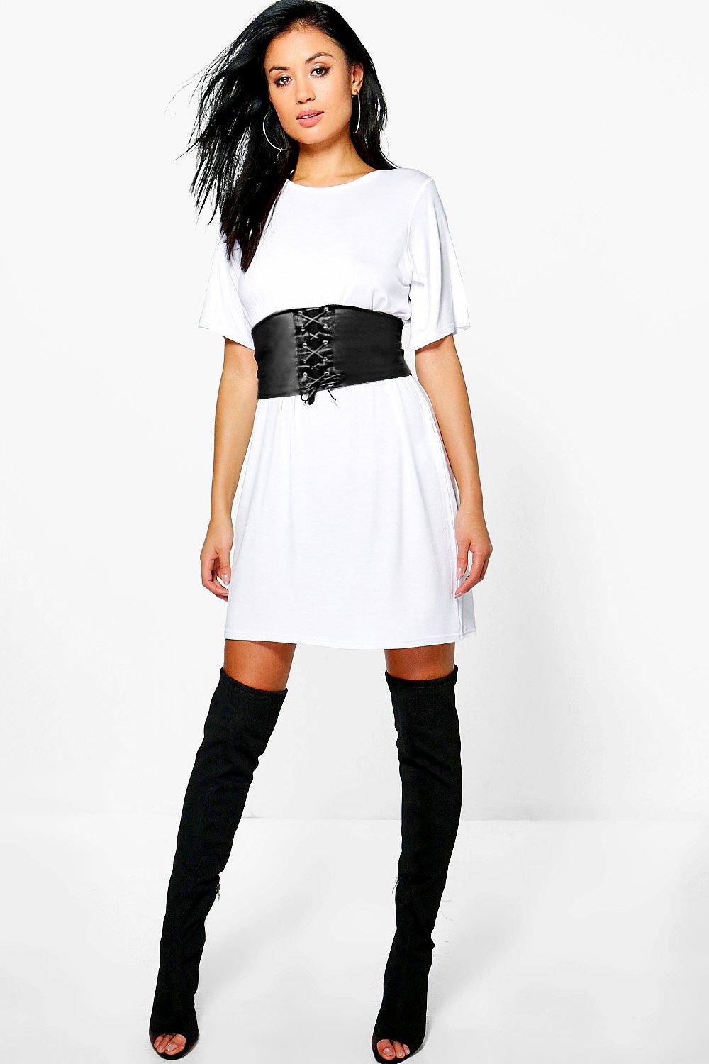 t shirt dress with corset belt