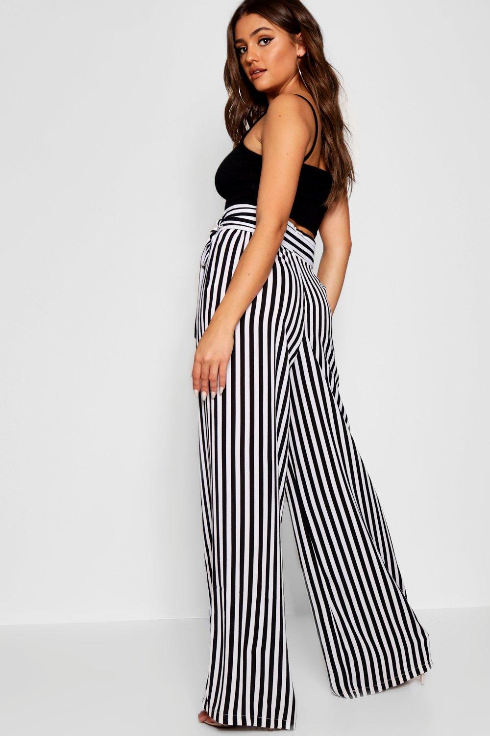 striped tie waist trousers