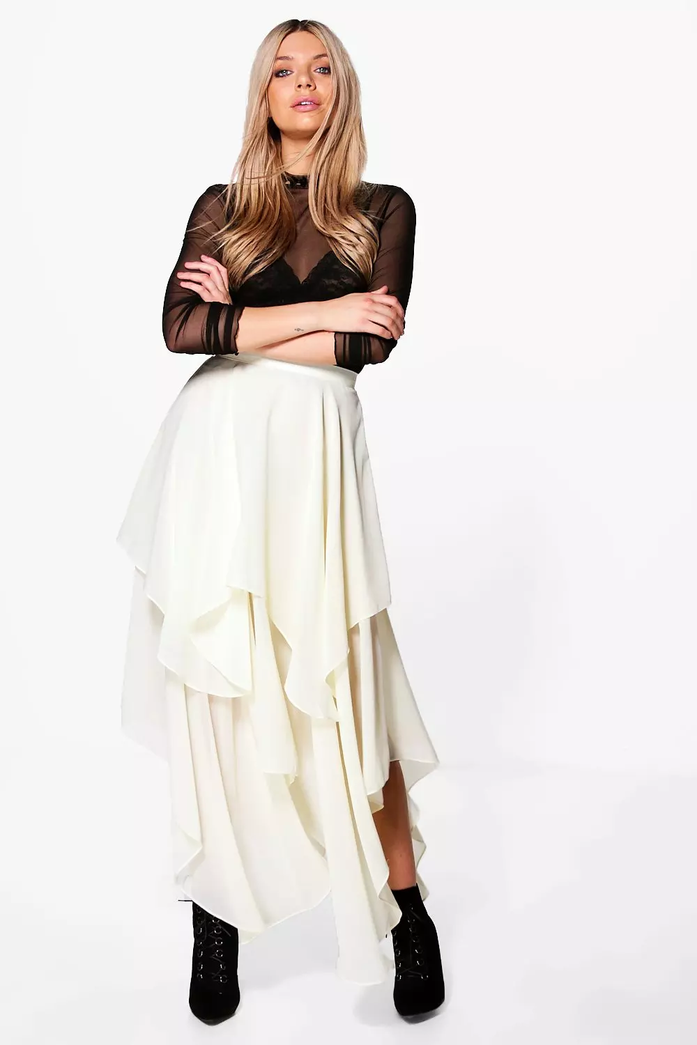 Ivory chiffon 2024 maxi skirt