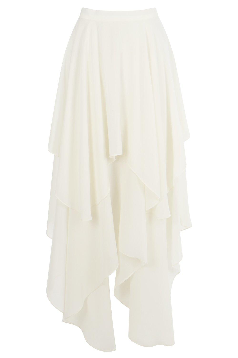 High-Low Ruffle Hem Blanc