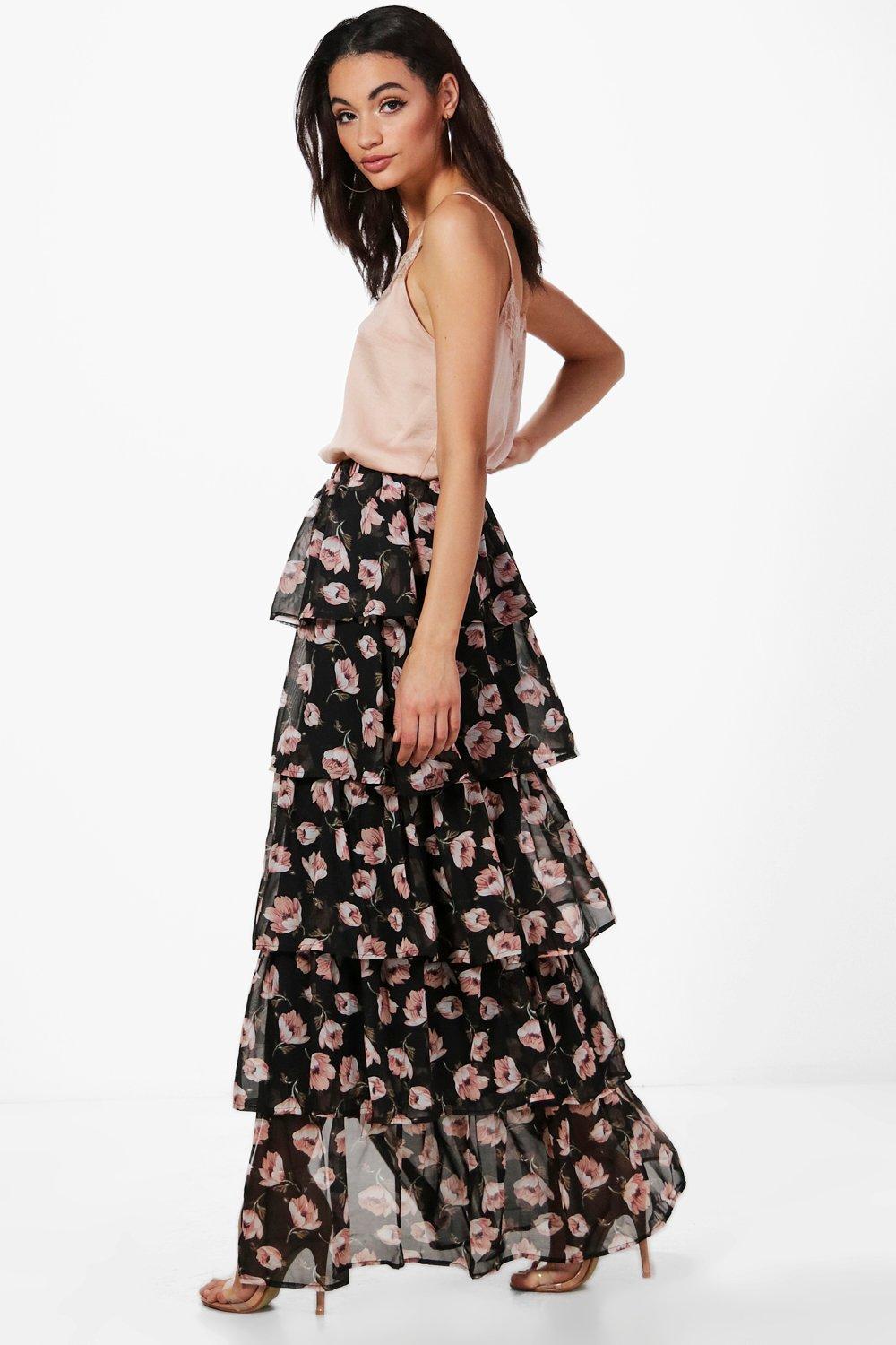 Tiered layered maxi skirt hotsell