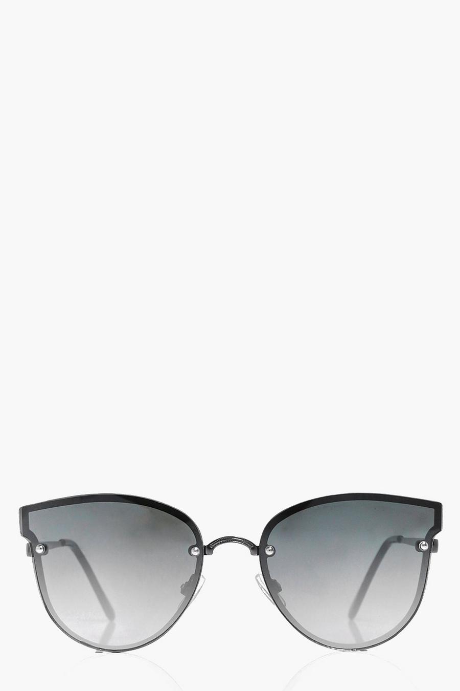 Black noir Ombre Lense Frameless Cat Eye Sunglasses image number 1