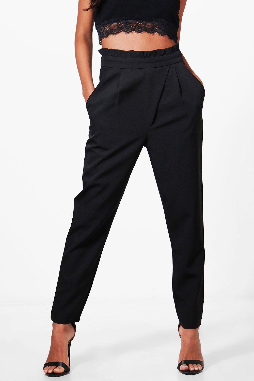 Wrap Front Tie Waist Dress Pants | boohoo