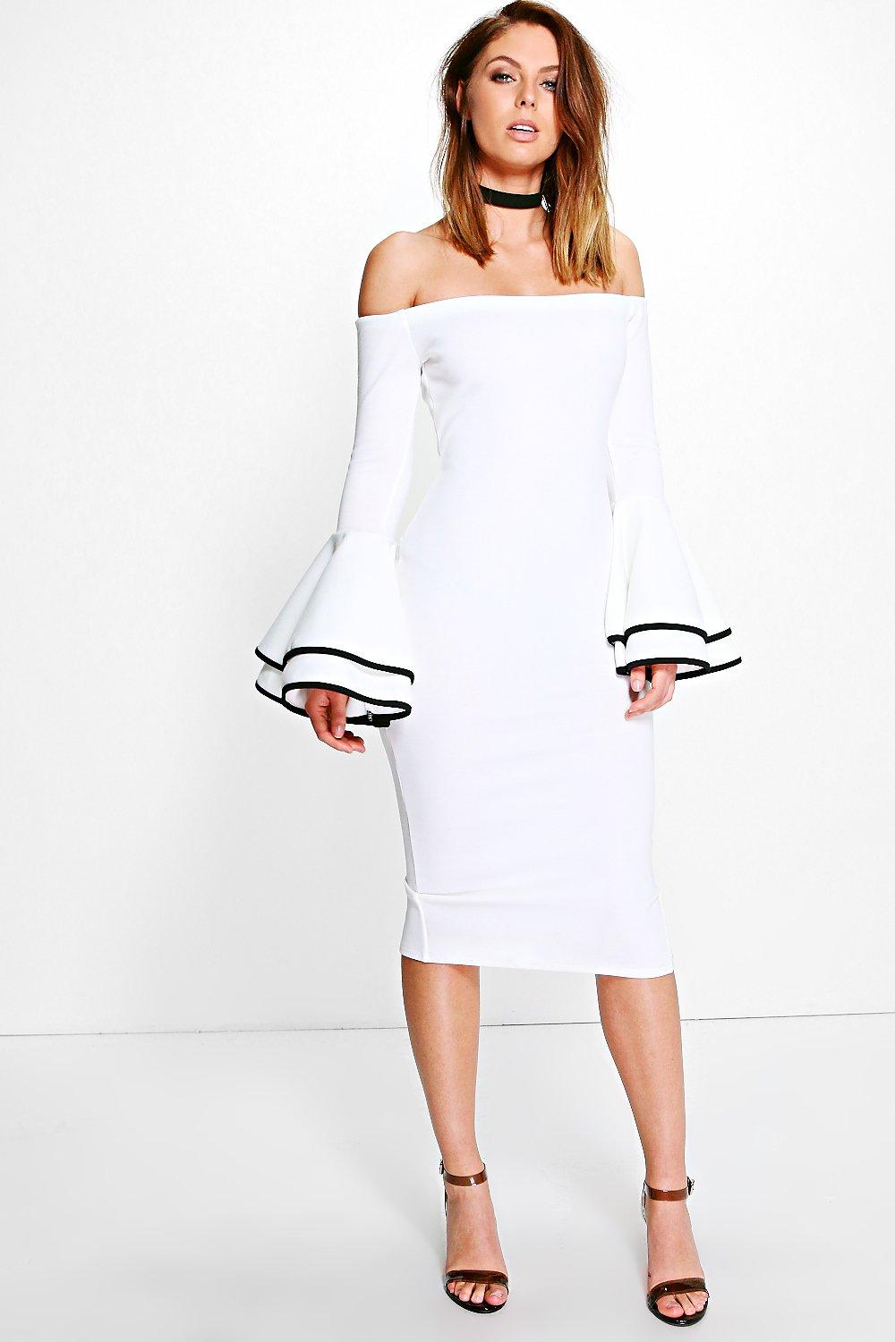 boohoo bell sleeve dress