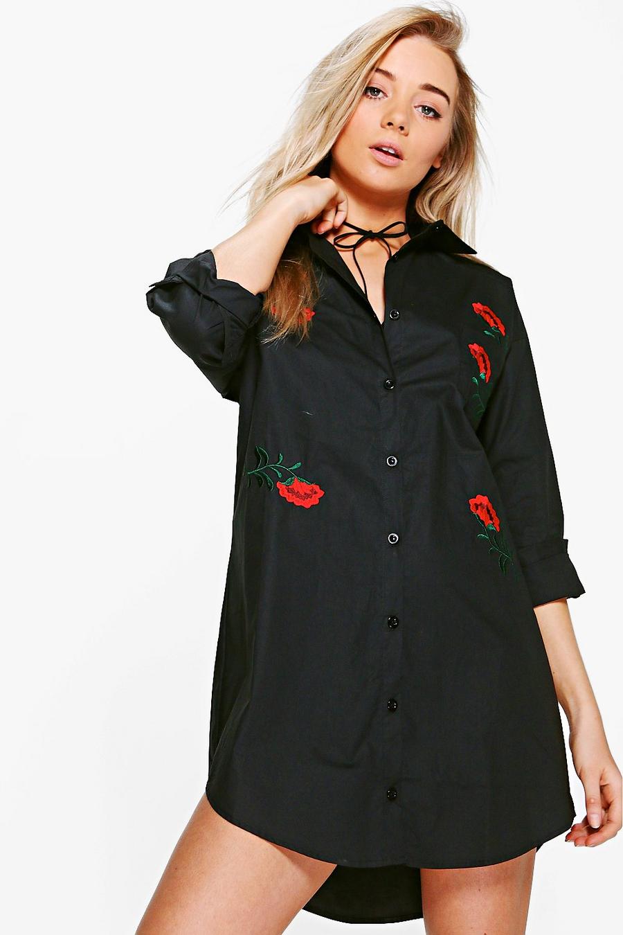 Lanie Embroidered Floral Cotton Shirt Dress image number 1