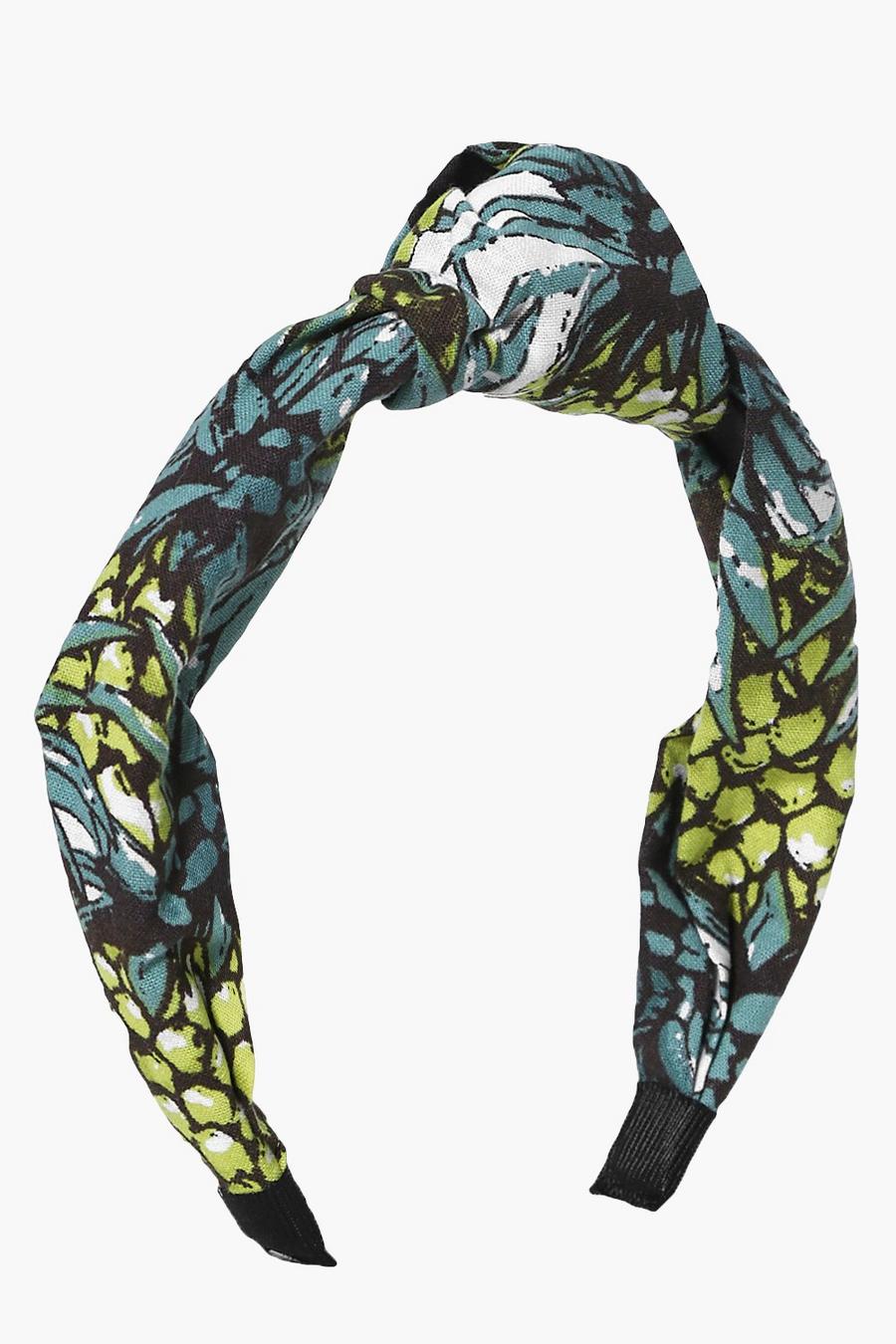Green Lizzie Leaf Print Knotted Headband image number 1