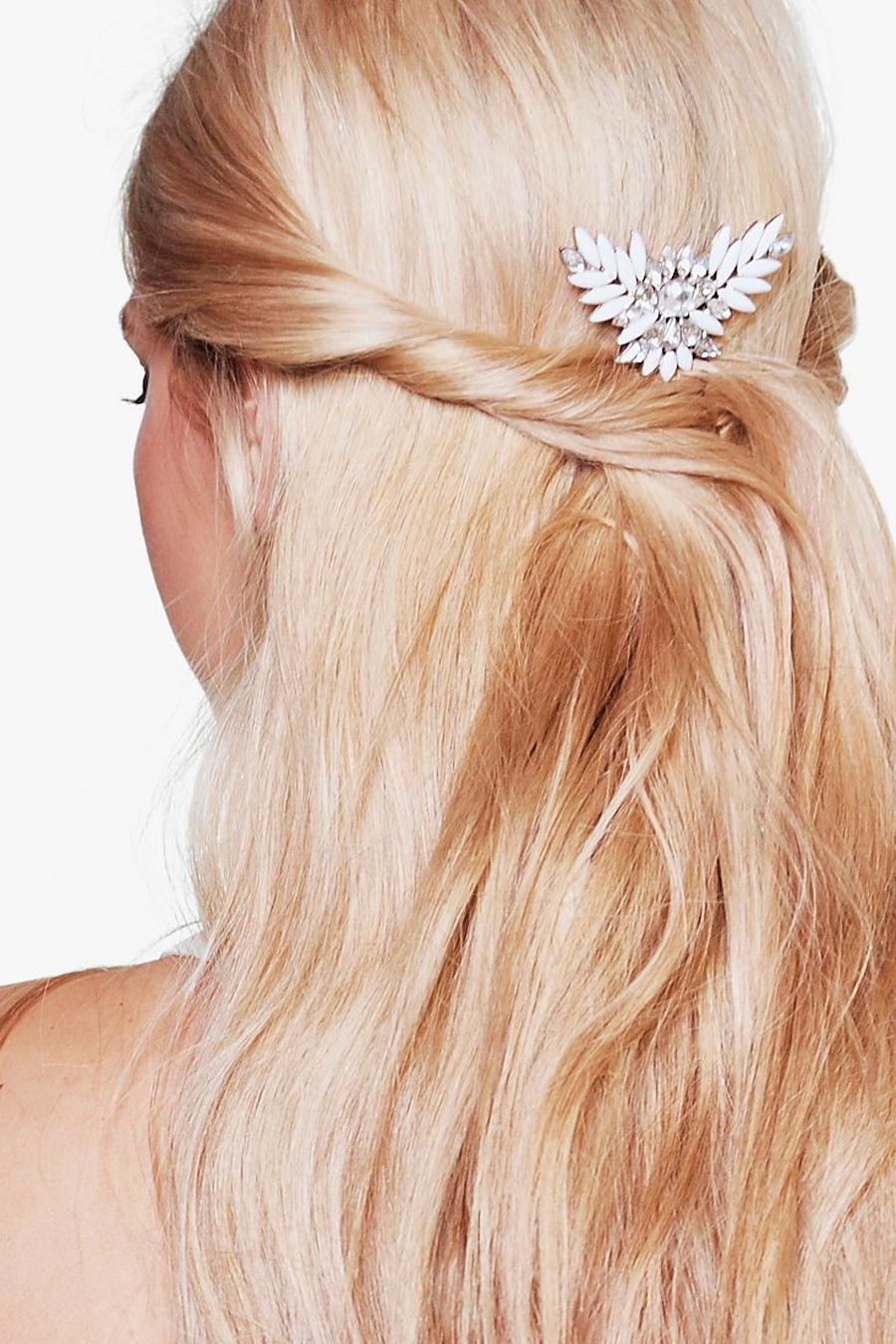 Silver Eloise Bridal Decorative Hair Clip image number 1
