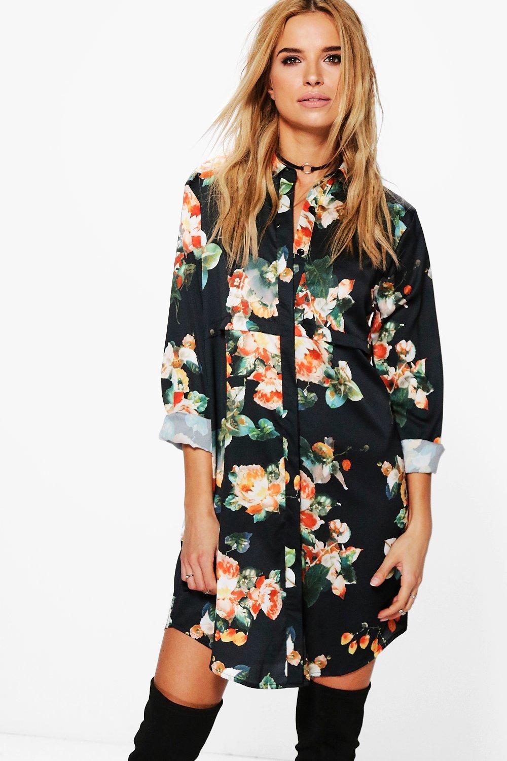 boohoo satin shirt dress