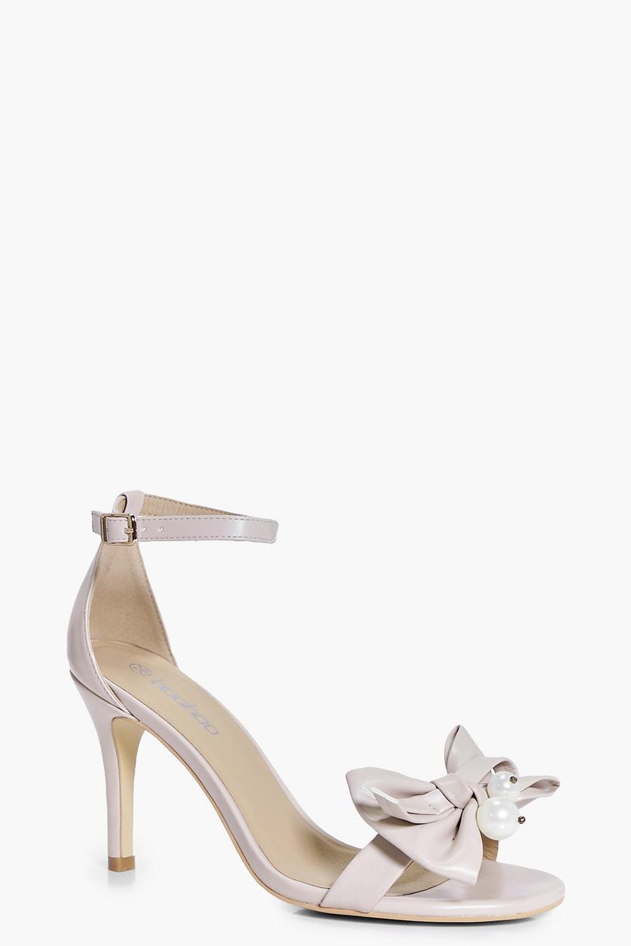 Nude Pearl And Bow Two Part Heels image number 1