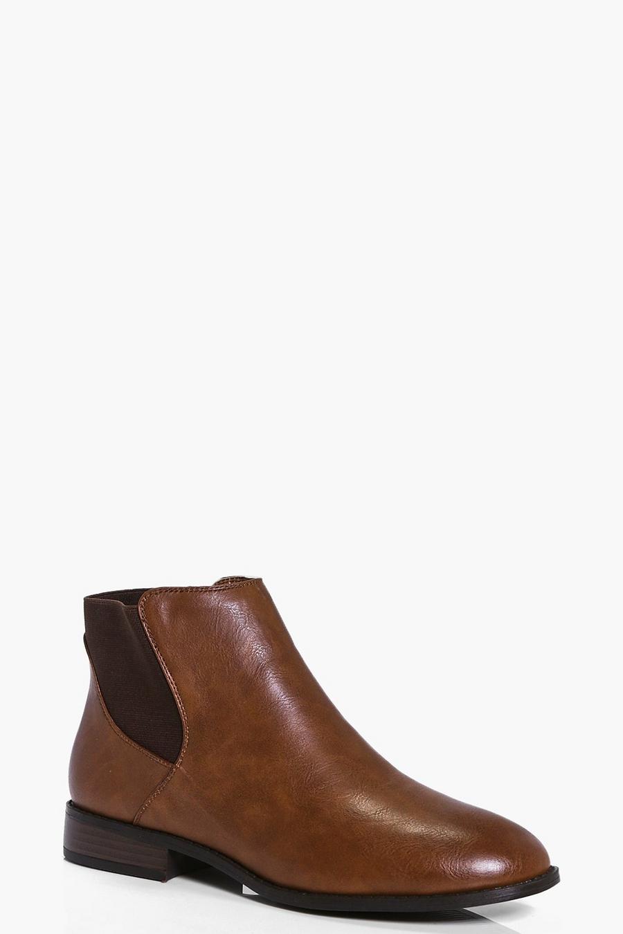 Tan brown Harriet Pull On Flat Chelsea Boot image number 1