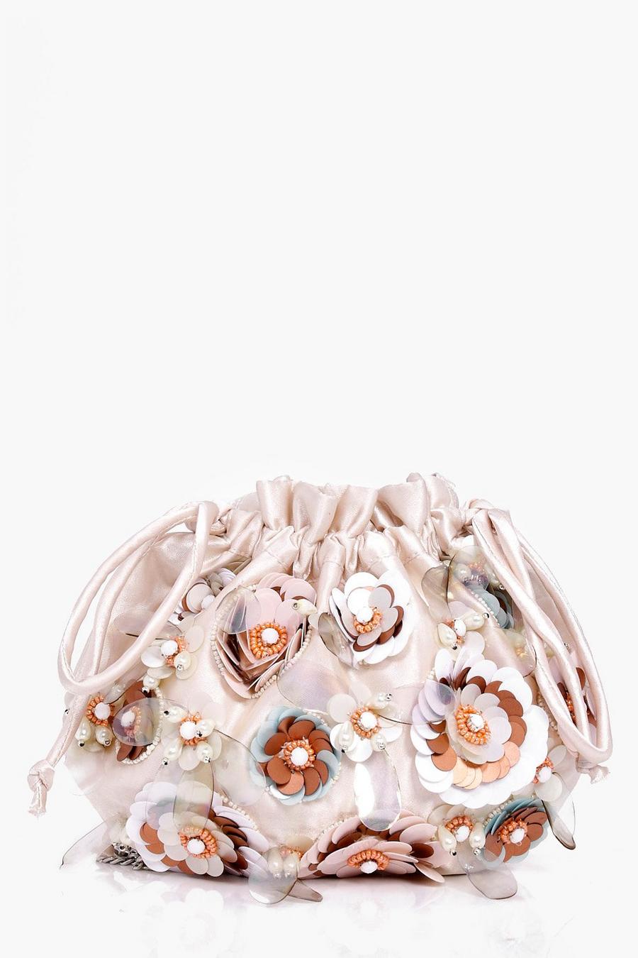 Nude Lucie Bridal Floral Pouch Cross Body Bag image number 1