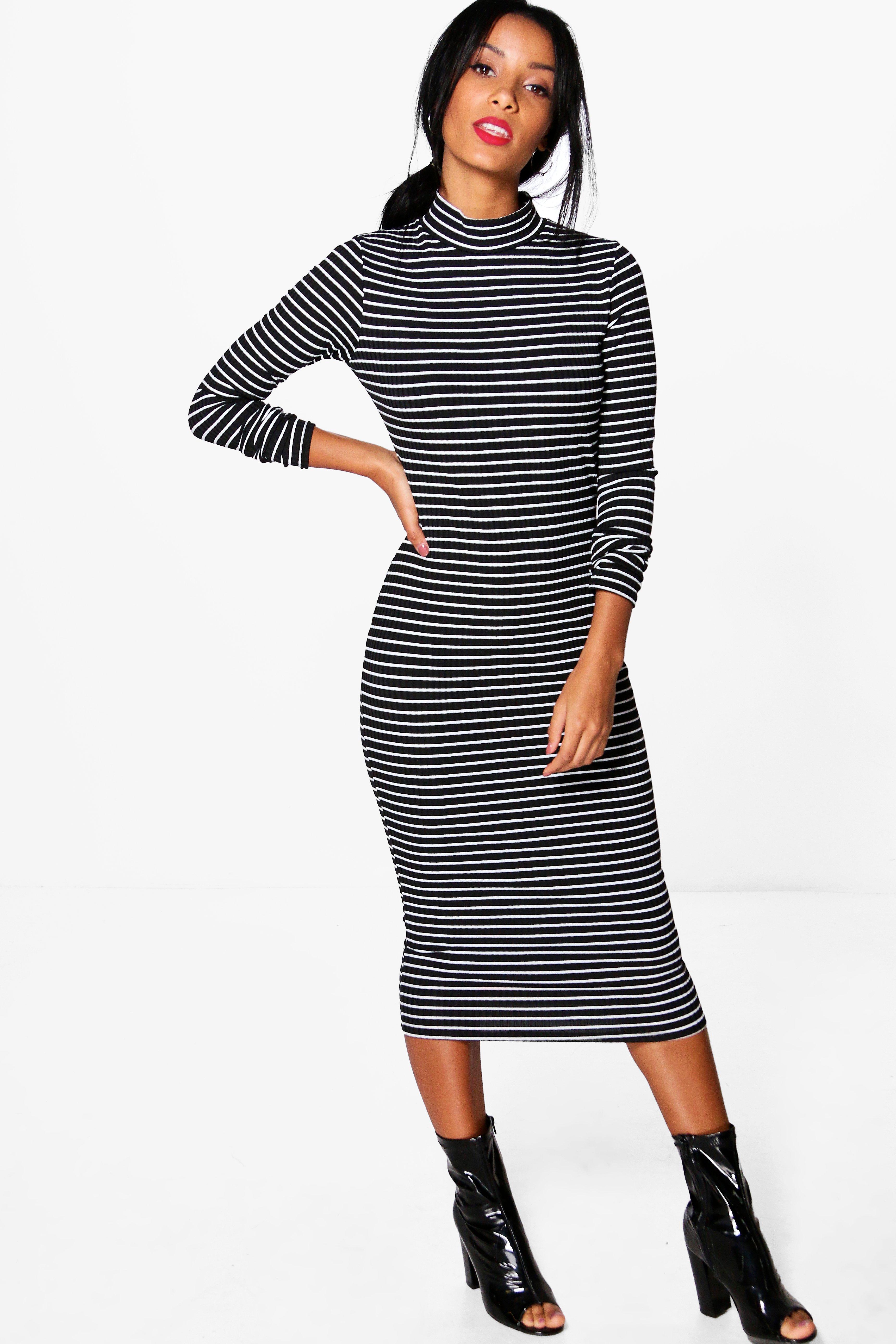 striped midi dress bodycon