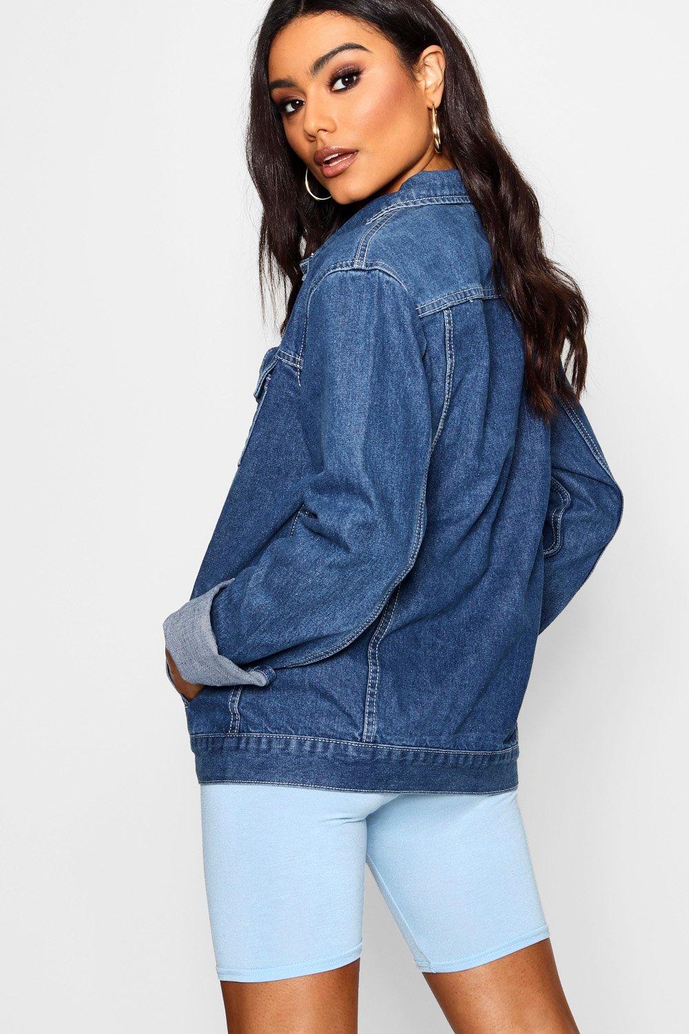 Oversize Denim Jacket boohoo UK