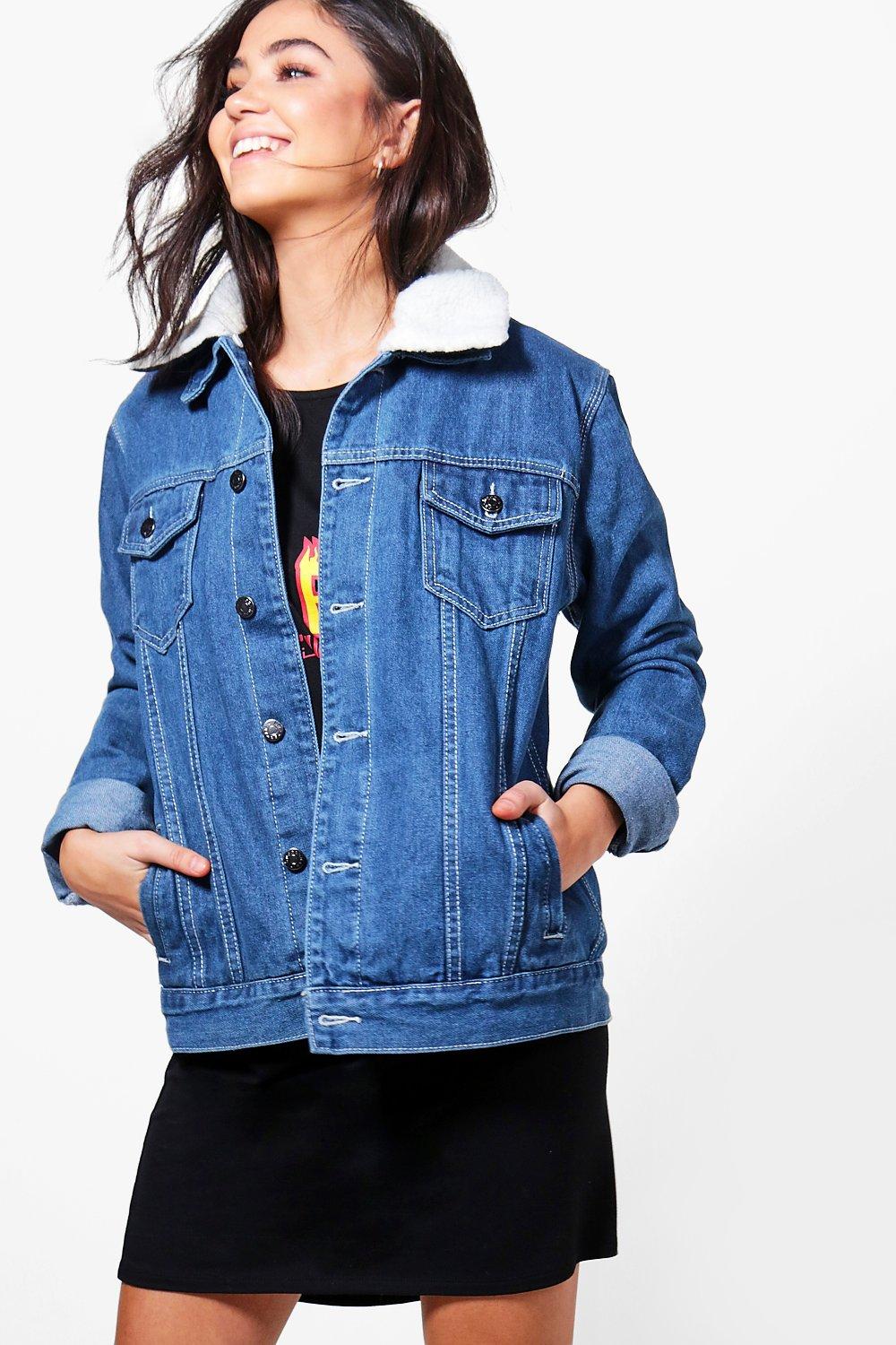 oversized lined denim jacket