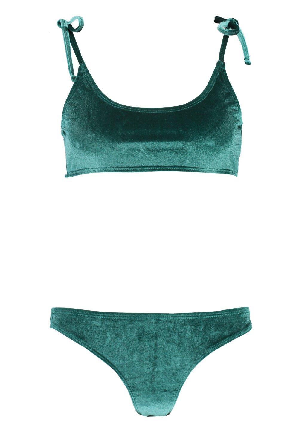 velvet green bikini