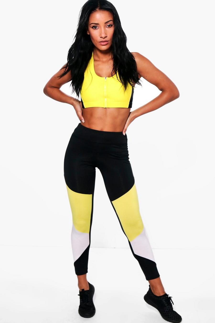 leggings de correr de color liso yasmine fit, Amarillo giallo image number 1